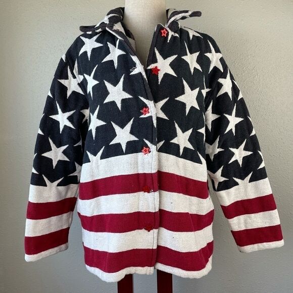 Roaman’s American Flag Themed Jacket EUC - Picture 1 of 8